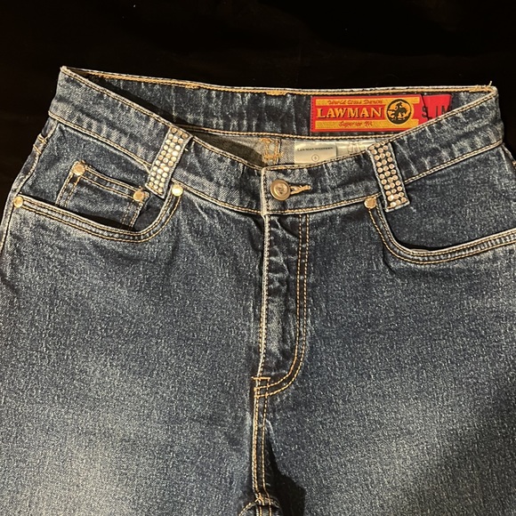 Lawman western Slim Fit Boot Cut Jean rhinestones on pockets & belt loops Size 5 - Picture 4 of 5